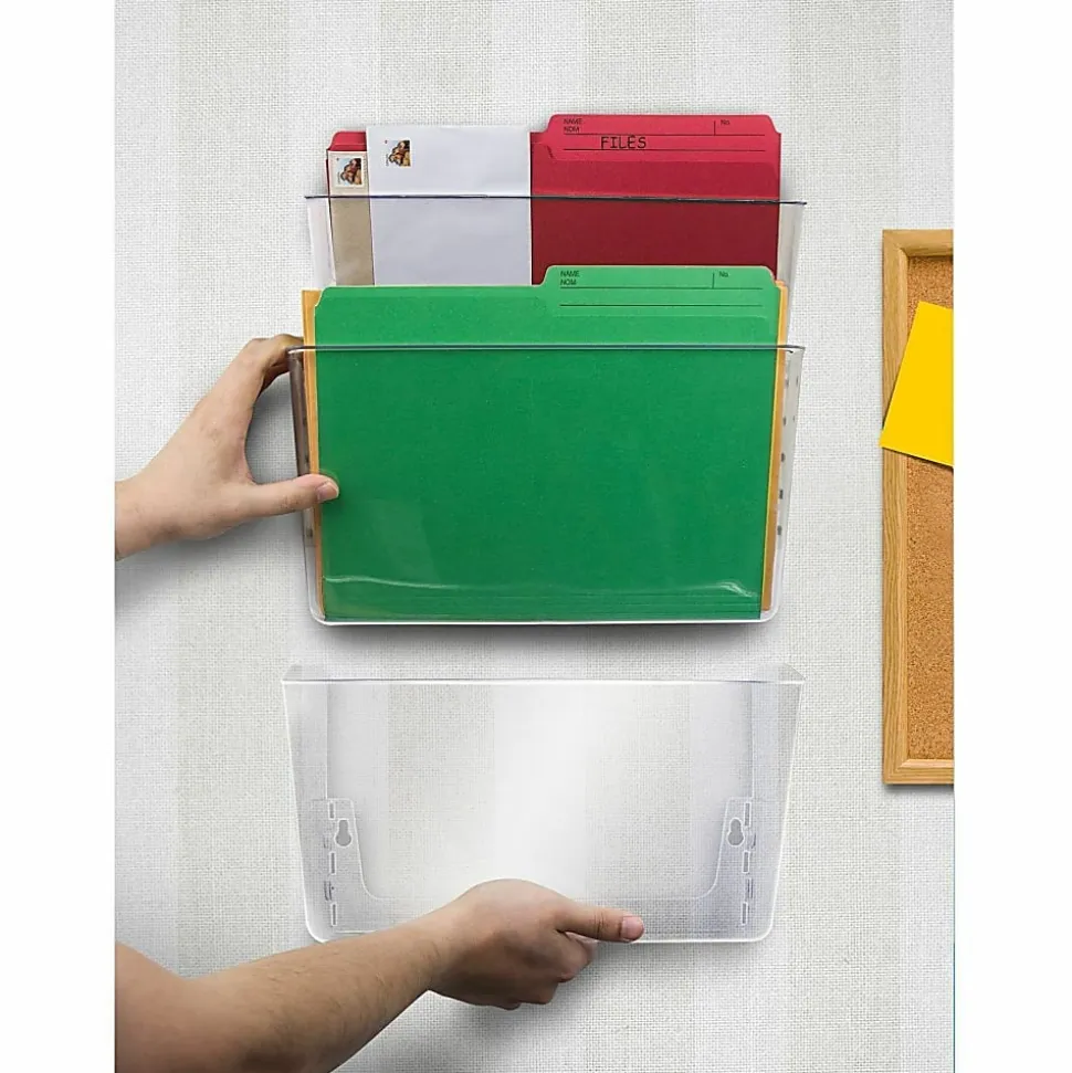 Storex Stacking Letter Size Wall Pocket, 7"H x 13"W x 4"D, Clear
