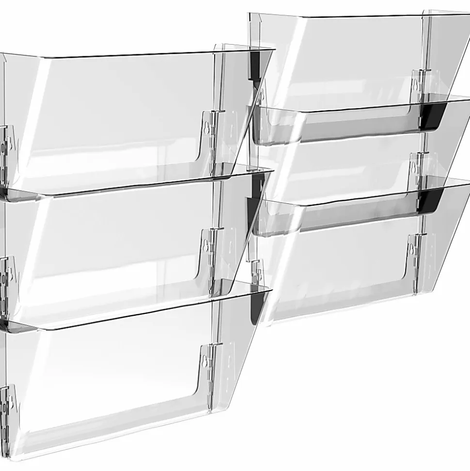 Storex Stacking Letter Size Wall Pocket, 7"H x 13"W x 4"D, Clear