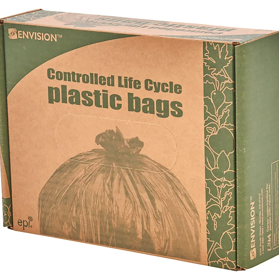 Stout® Controlled Life Cycle Plastic Bags, 1.10-mil, 33 Gallons, 33" x 40", Green, Box Of 40