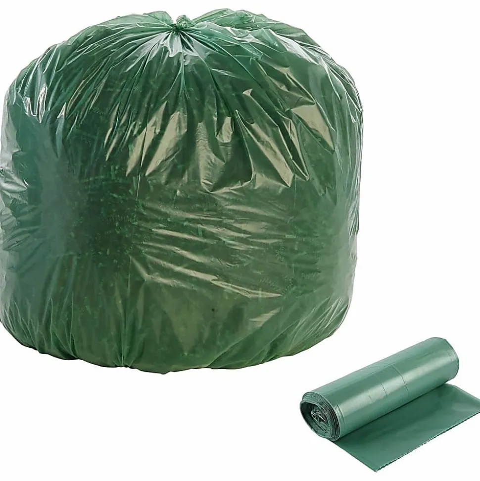 Stout® Controlled Life Cycle Plastic Bags, 1.10-mil, 33 Gallons, 33" x 40", Green, Box Of 40