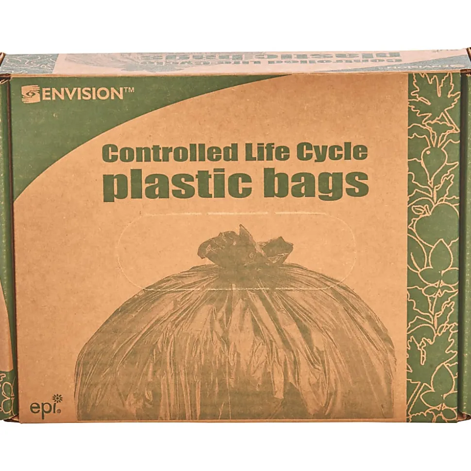 Stout® Controlled Life Cycle Plastic Bags, 1.10-mil, 33 Gallons, 33" x 40", Green, Box Of 40