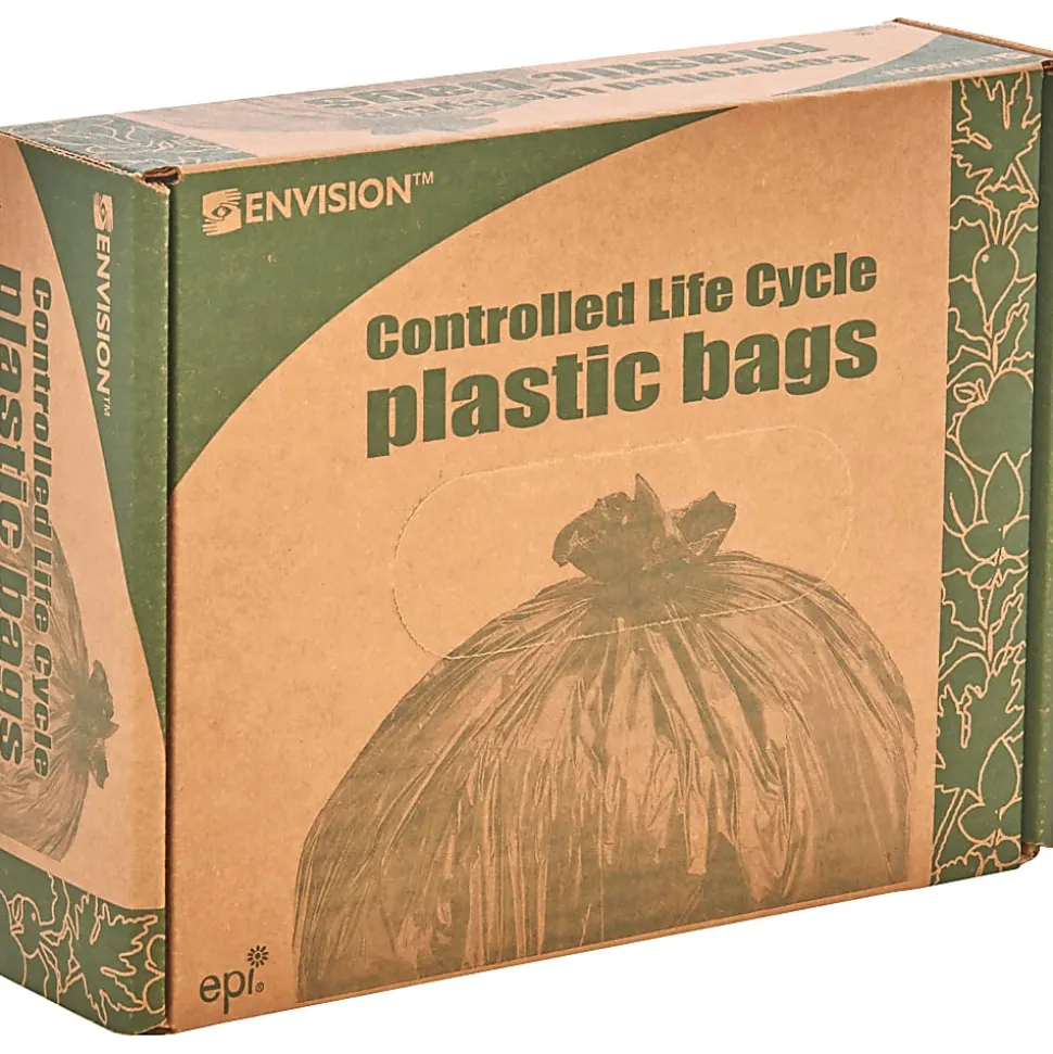 Stout® Controlled Life Cycle Plastic Bags, 1.10-mil, 33 Gallons, 33" x 40", Green, Box Of 40