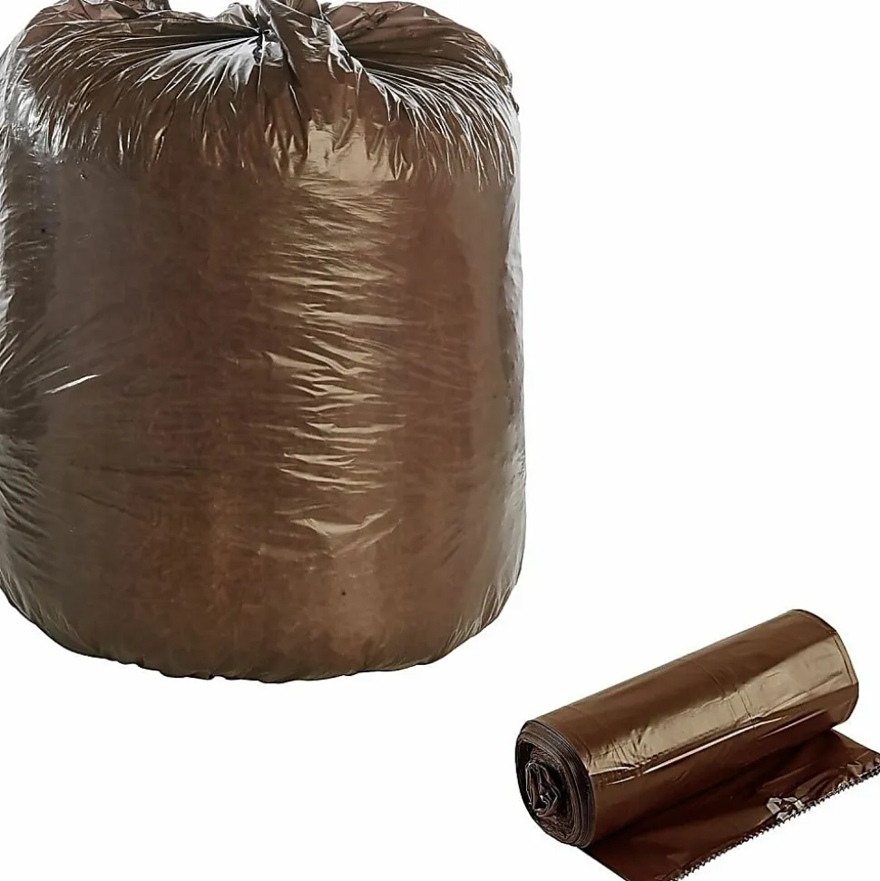 Stout Controlled Life Cycle Trash Garbage Bags, 1.1 mil, 39 Gallon, Brown, Box Of 40