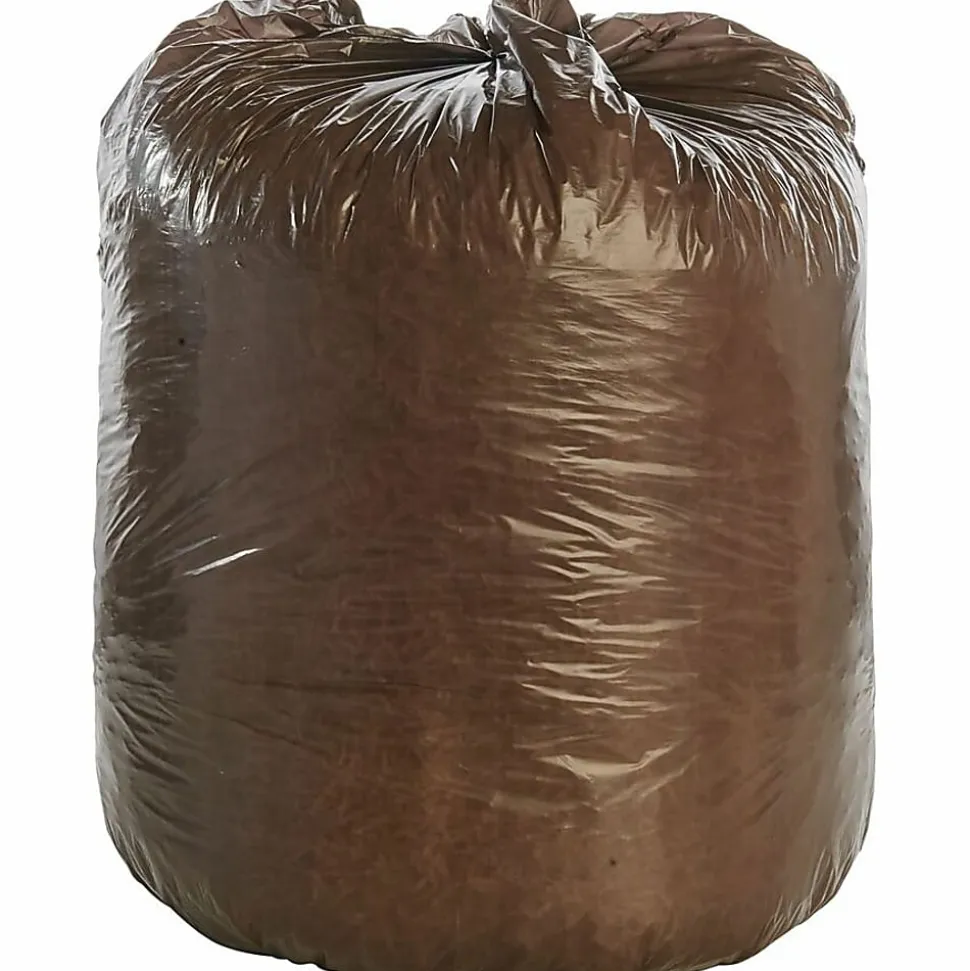 Stout Controlled Life Cycle Trash Garbage Bags, 1.1 mil, 39 Gallon, Brown, Box Of 40