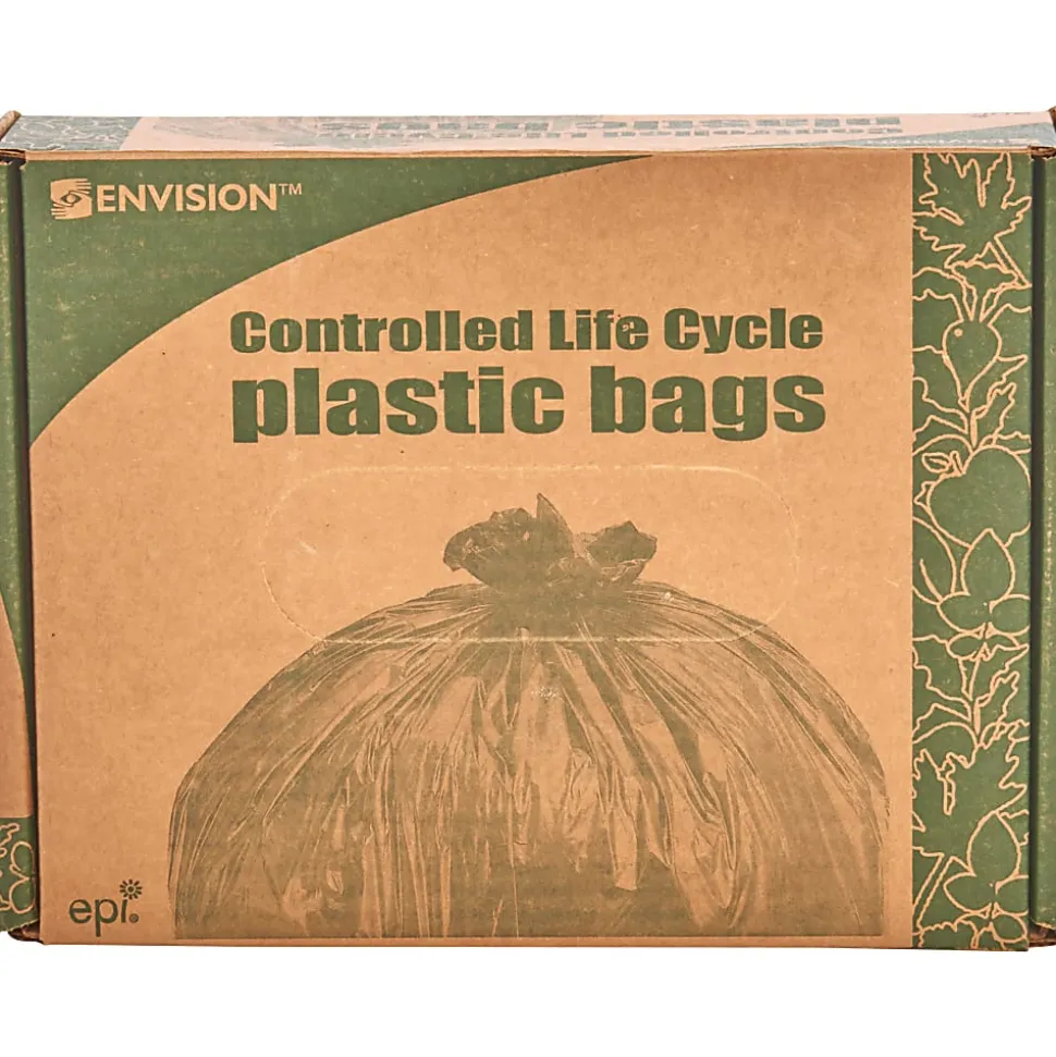Stout Controlled Life Cycle Trash Garbage Bags, 1.1 mil, 39 Gallon, Brown, Box Of 40