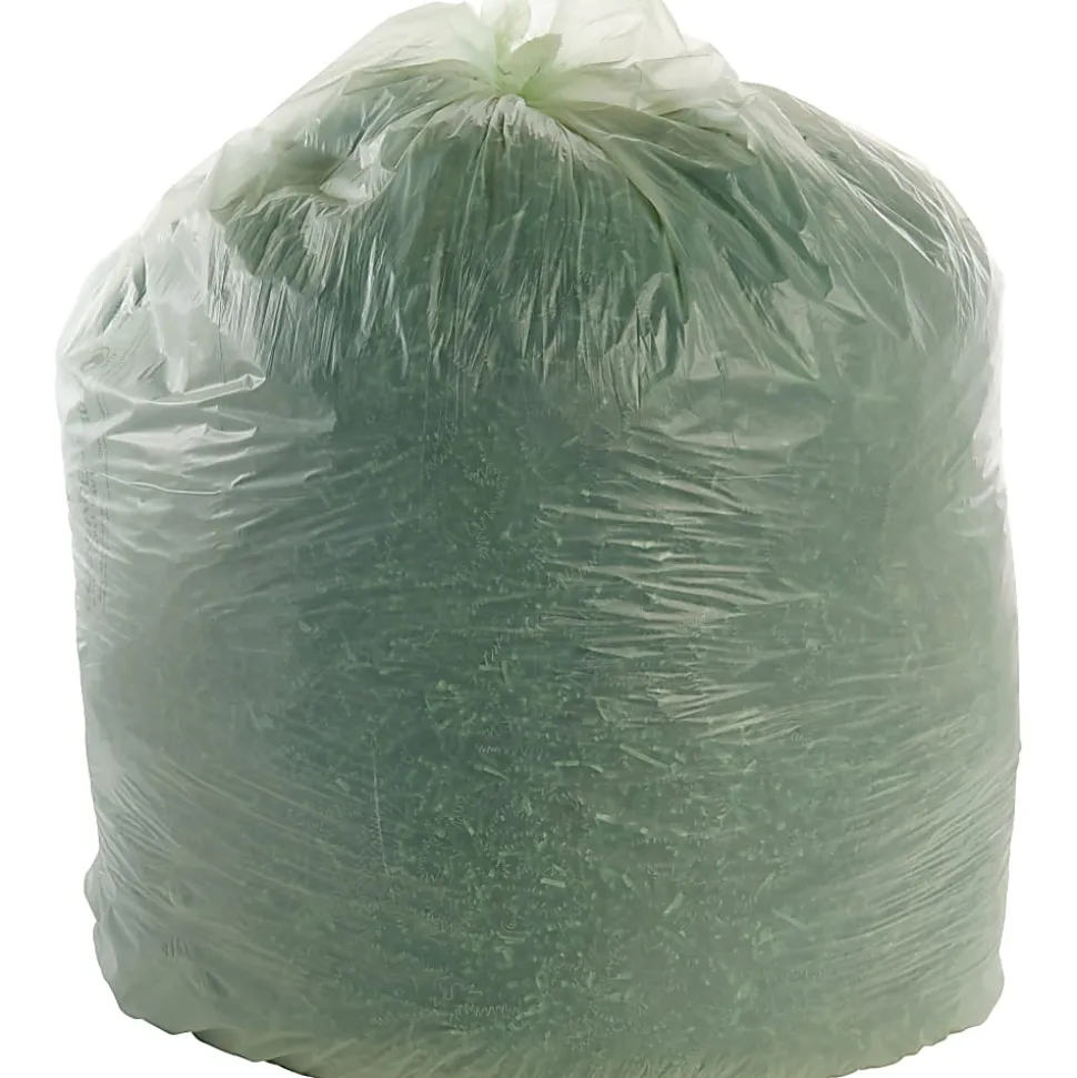 Stout® EcoSafe-6400 Compostable Compost Bags, 0.85 mil, 64-Gallon, Green, Box Of 30