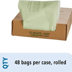Stout® EcoSafe-6400 Compostable Compost Bags, 1.1 mil, 30-Gallon, Green, Box Of 48