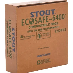 Stout EcoSafe 6400 Compostable Compost Bags, 0.85 mil, 13 Gallon, Green, Box Of 45