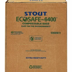 Stout EcoSafe 6400 Compostable Compost Bags, 0.85 mil, 13 Gallon, Green, Box Of 45
