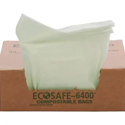 Stout EcoSafe 6400 Compostable Compost Bags, 0.85 mil, 13 Gallon, Green, Box Of 45