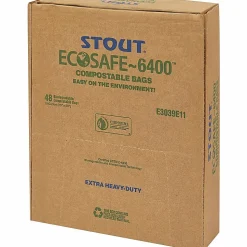 Stout EcoSafe 6400 Compostable Compost Bags, 0.85 mil, 13 Gallon, Green, Box Of 45