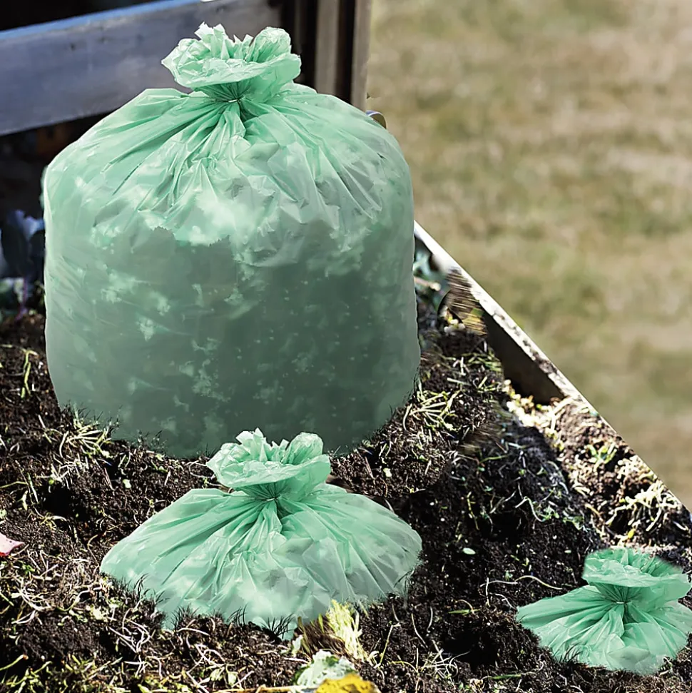 Stout® EcoSafe-6400 Compostable Compost Bags, 0.85 mil, 32-Gallon, Green, Box Of 50