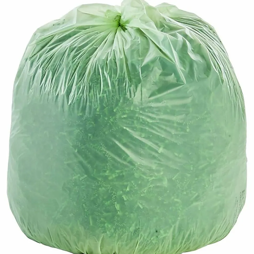 Stout® EcoSafe-6400 Compostable Compost Bags, 0.85 mil, 32-Gallon, Green, Box Of 50