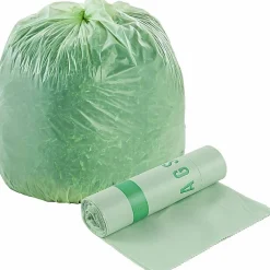 Stout® EcoSafe-6400 Compostable Compost Bags, 0.85 mil, 32-Gallon, Green, Box Of 50