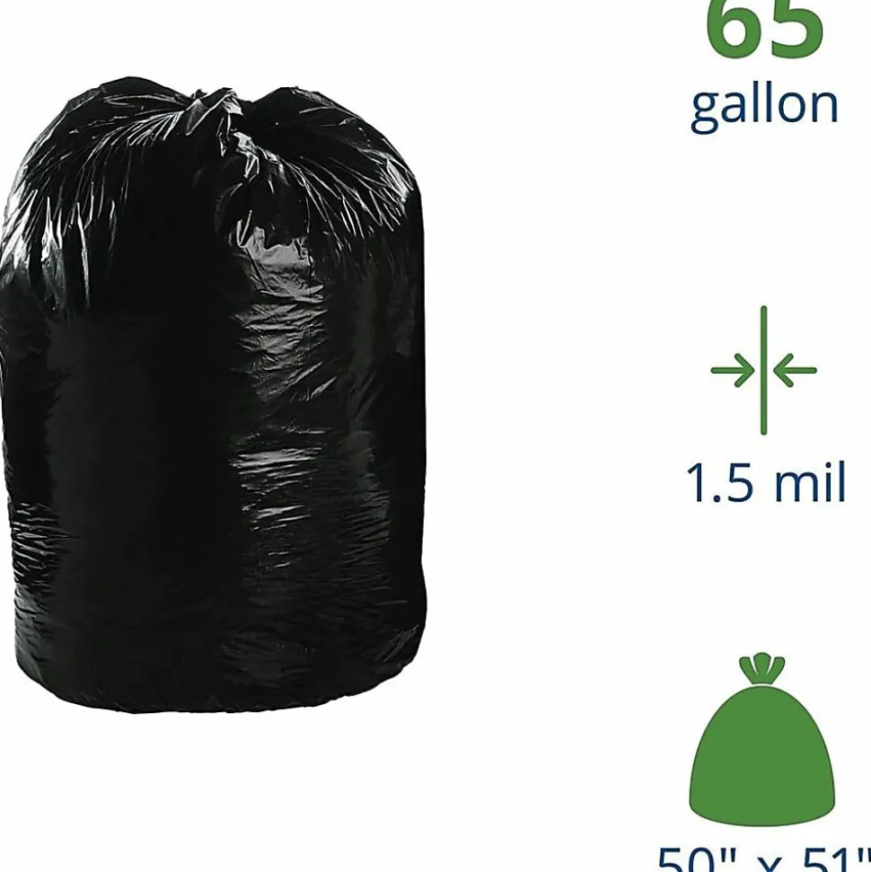 Stout 1.5 mil Trash Bags, 65 gal, 50"H x 51"W, Brown, 100 Bags
