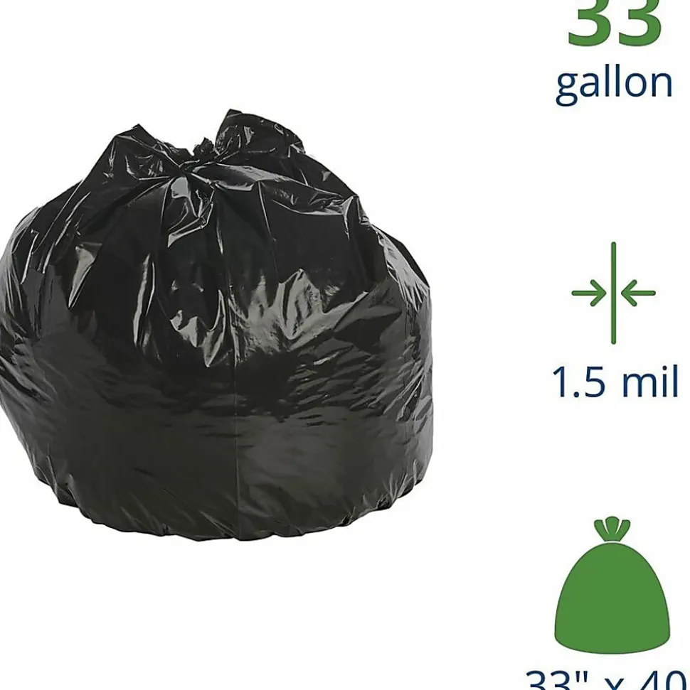 Stout 1.5-mil Trash Bags, 1.5mil, 33 Gallons, 33" x 40", Black/Brown, Carton Of 100