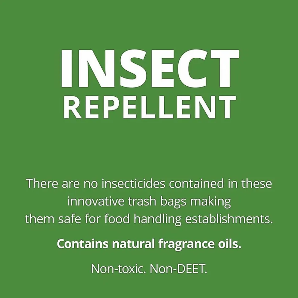 Stout® 33% Recycled Insect Repellent Trash Bags, 35 Gallons, 33" x 40", Black, Box Of 80