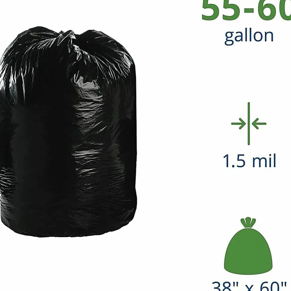 Stout Trash Bags, 1.5-mil, 55 - 60 Gallons, 38" x 60", Brown, Carton Of 100