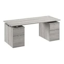 Stratus 72W x 30D Electric Height Adjustable Standing Desk with Drawers, Platinum Gray, Standard Delivery