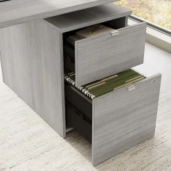 Stratus 72W x 30D Electric Height Adjustable Standing Desk with Drawers, Platinum Gray, Standard Delivery