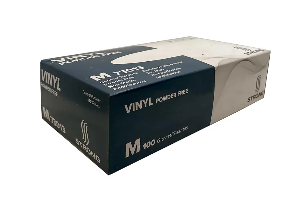 Strong Manufacturers Powder Free Vinyl Food Service Gloves, Medium, Clear, 100 Gloves Per Box, Case Of 10 Boxes