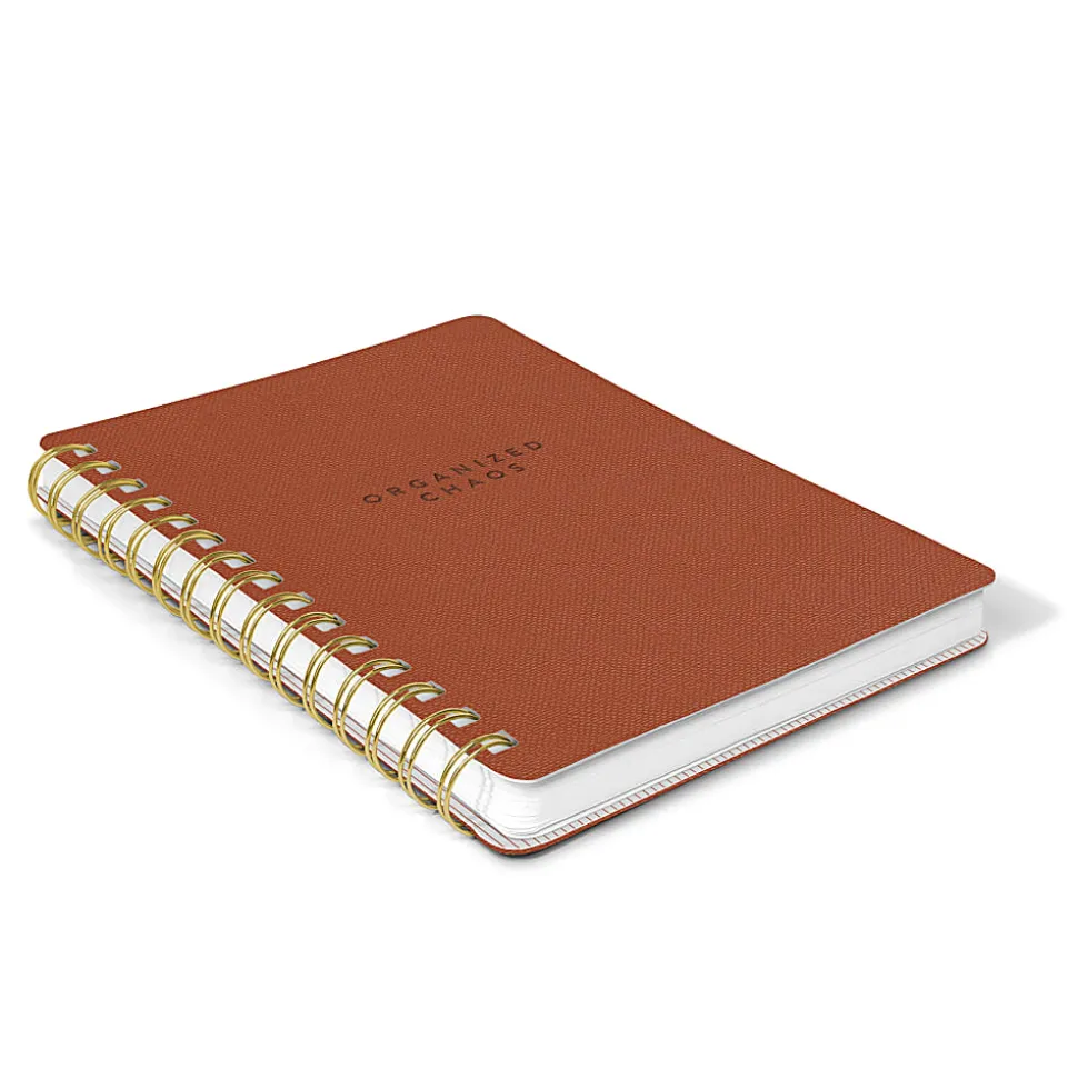 Studio Oh! Agatha Notebook, 8-1/4” x 6-1/4”, 1 Subject, College Rule, 208 Pages, Organized Chaos (Cinnamon Brown)
