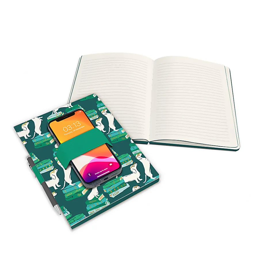 Studio Oh! Casey Notebook With Phone Loop, 9-5/8” x 7-1/8”, 1 Subject, College Rule, 192 Pages, Smart Pups