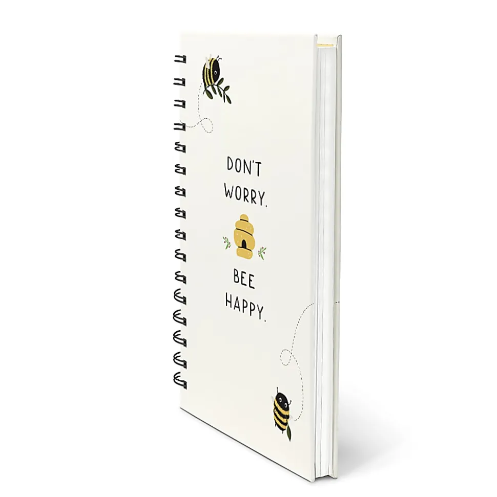 Studio Oh! Medium Spiral Notebook, 8-3/4” x 5-3/4”, 1 Subject, College Rule, 160 Pages, Don’t Worry Bee Happy