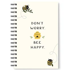 Studio Oh! Medium Spiral Notebook, 8-3/4” x 5-3/4”, 1 Subject, College Rule, 160 Pages, Don’t Worry Bee Happy