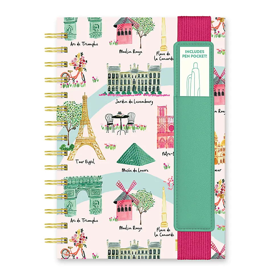 Studio Oh! Oliver Notebook With Pen Pocket, 8-5/16” x 6-3/16”, 1 Subject, College Rule, 160 Pages, Sights Of Paris