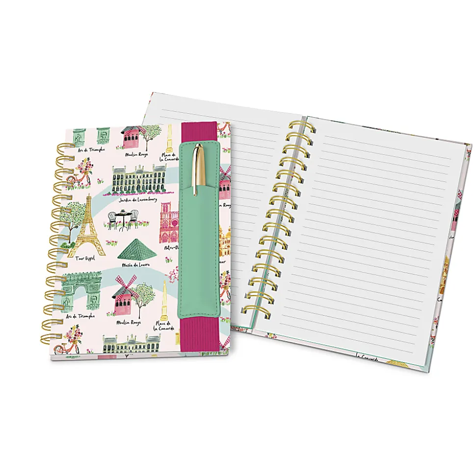 Studio Oh! Oliver Notebook With Pen Pocket, 8-5/16” x 6-3/16”, 1 Subject, College Rule, 160 Pages, Sights Of Paris