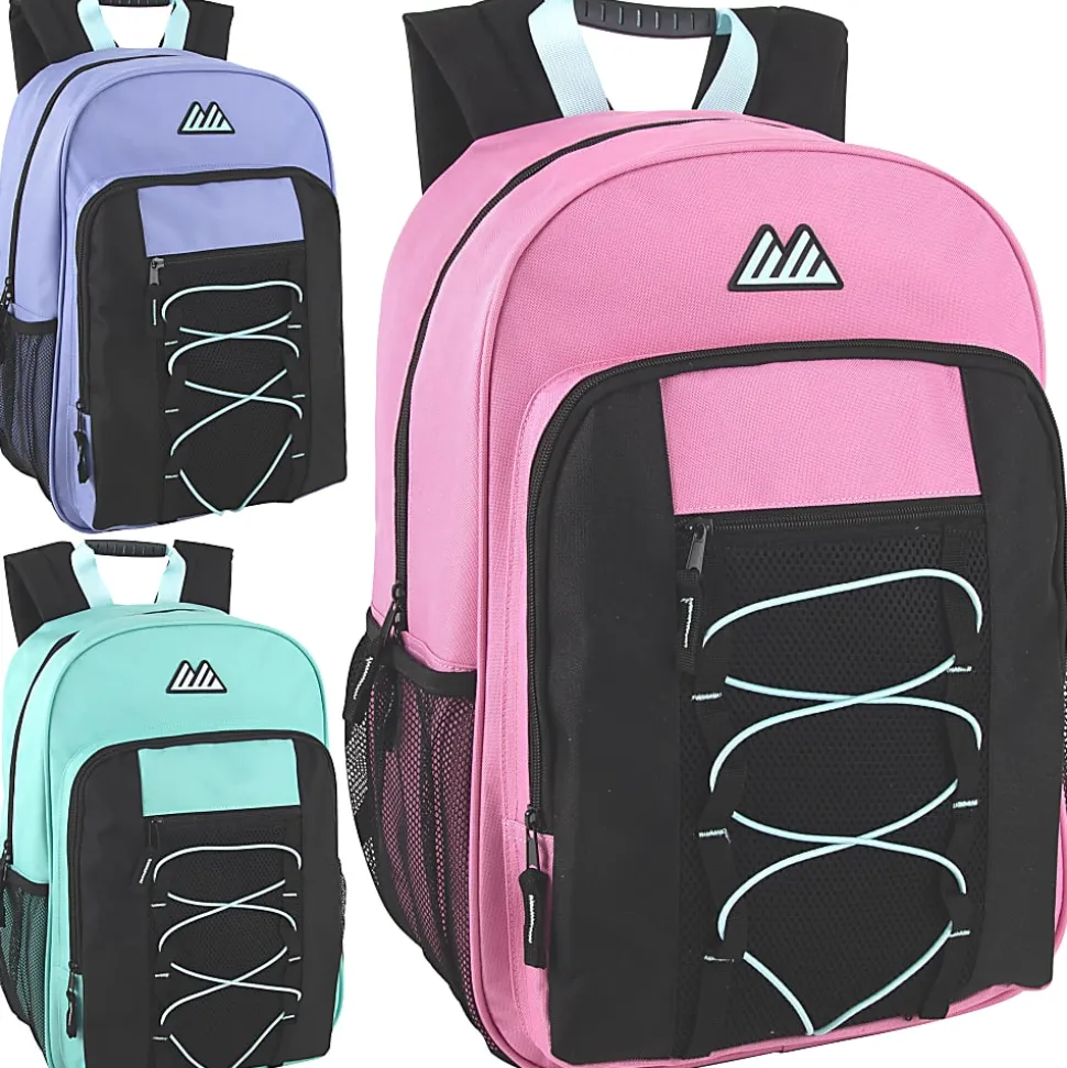 Summit Ridge Bungee Backpacks, Assorted Colors, Case Of 24 Backpacks, 4016Q24