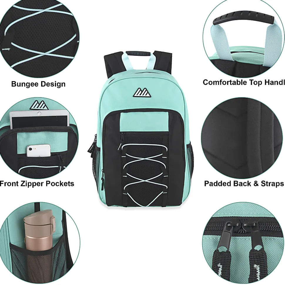 Summit Ridge Bungee Backpacks, Assorted Colors, Case Of 24 Backpacks, 4016Q24