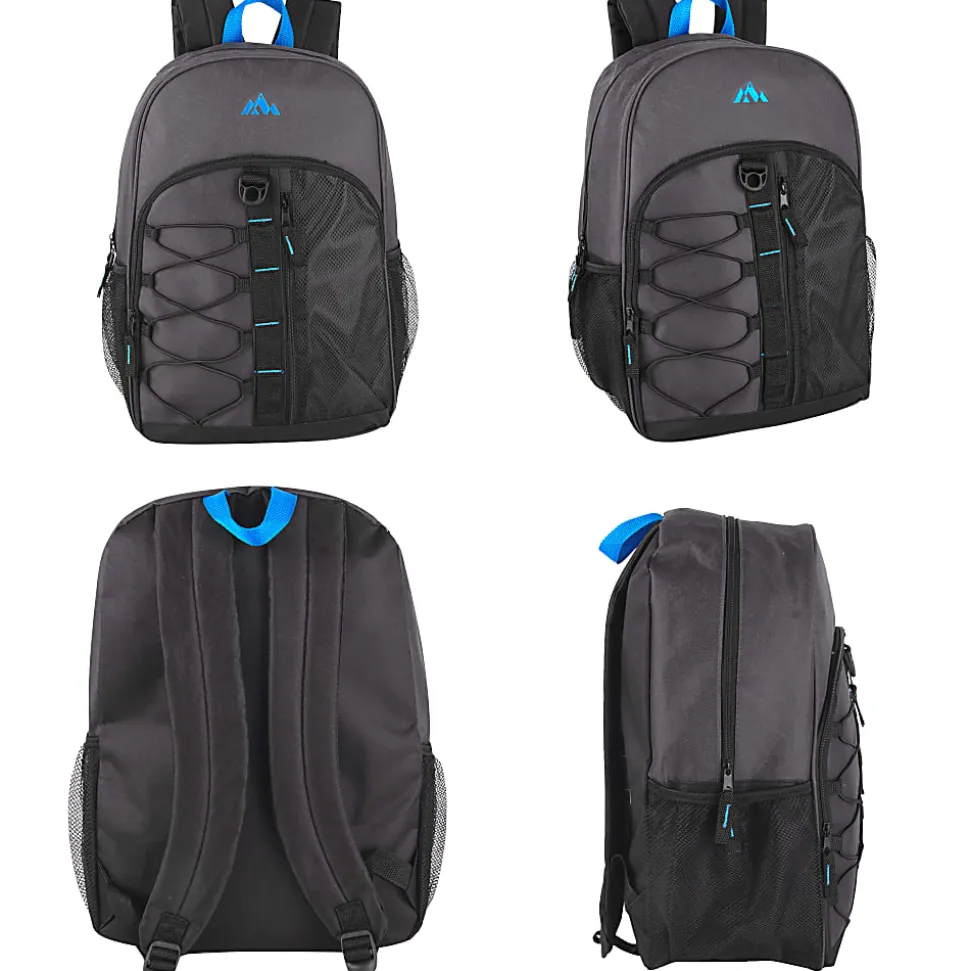 Summit Ridge Bungee Backpacks, Assorted Colors, Case Of 24 Backpacks, 2938Q24