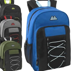 Summit Ridge Bungee Backpacks, Assorted Colors, Case Of 24 Backpacks, 2888Q24