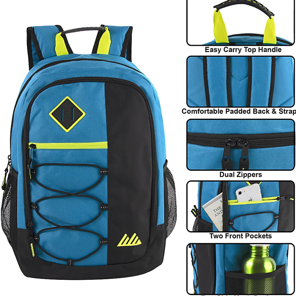 Summit Ridge Bungee Backpack With 17" Laptop Pocket, Blue