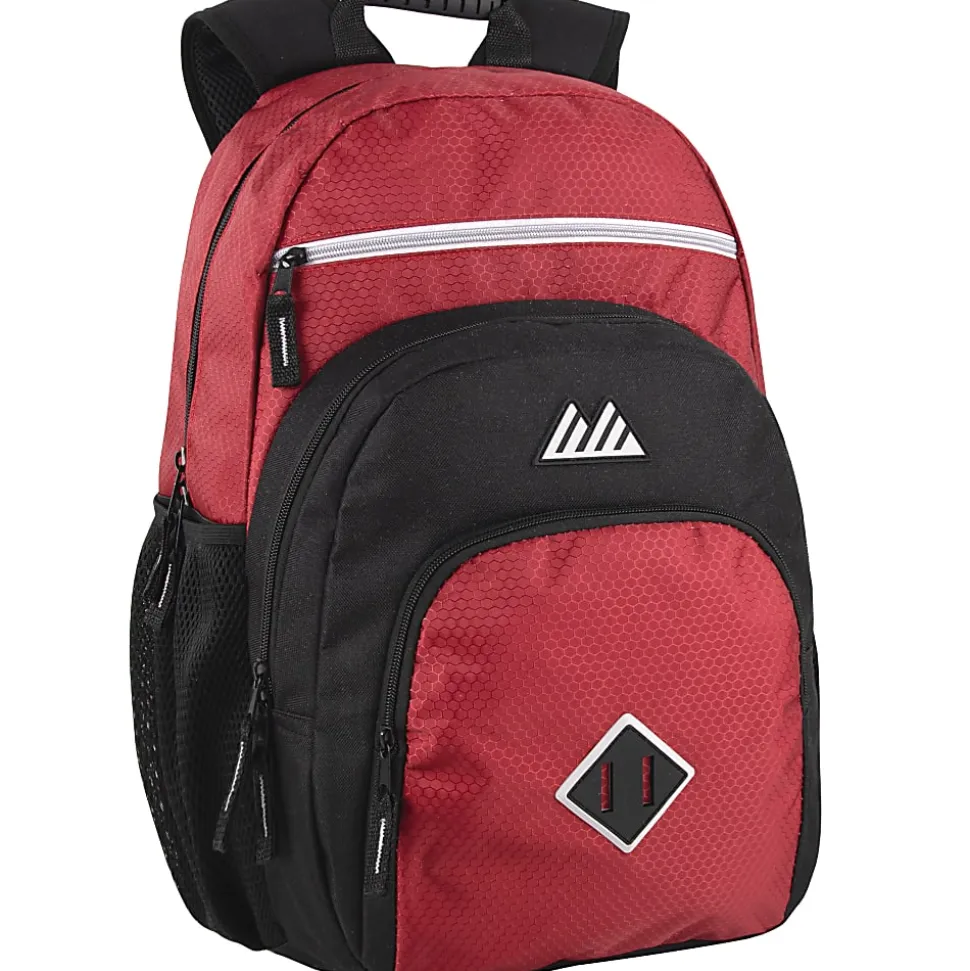 Summit Ridge Double Dome Backpacks With 17" Laptop Sleeves, Blue/Red/Gray, Total Qty 24