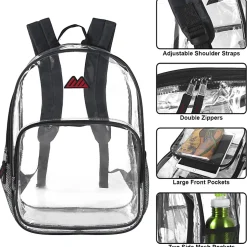 Summit Ridge Heavy-Duty Clear Backpack, Black Trim