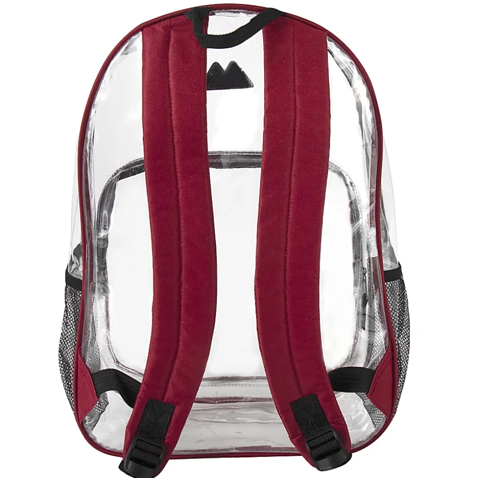Summit Ridge Heavy-Duty Clear Backpack, Red Trim