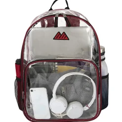 Summit Ridge Heavy-Duty Clear Backpack, Red Trim