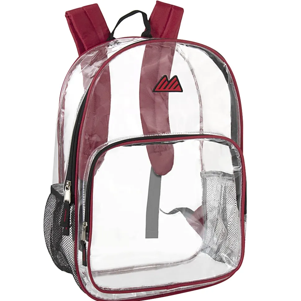 Summit Ridge Heavy-Duty Clear Backpack, Red Trim