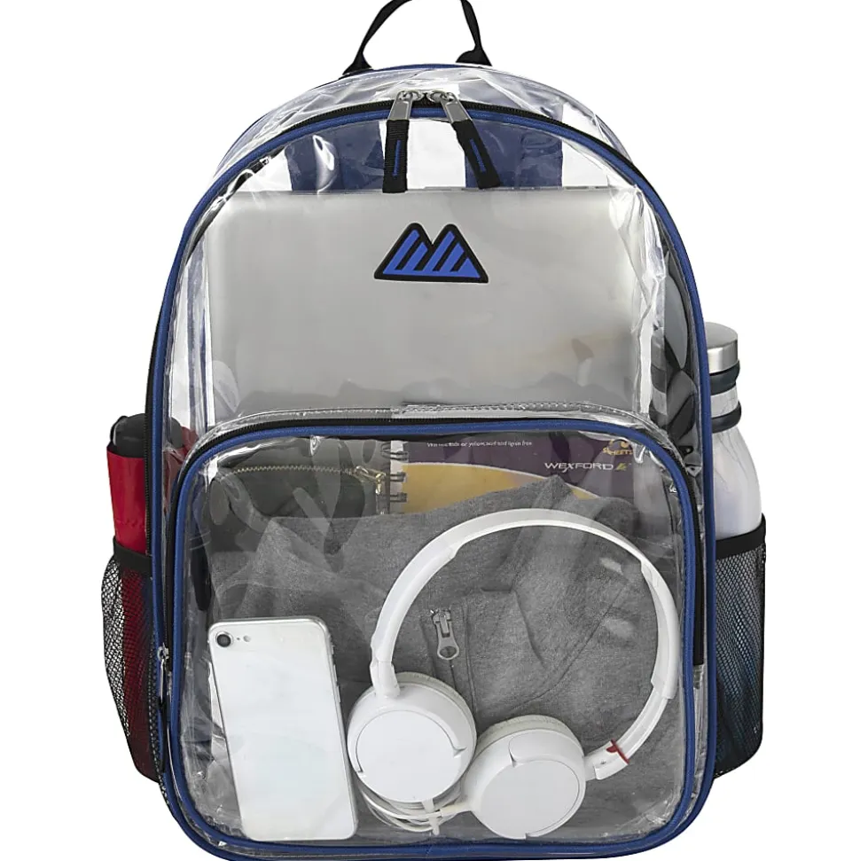 Summit Ridge Heavy-Duty Clear Backpack, Blue Trim