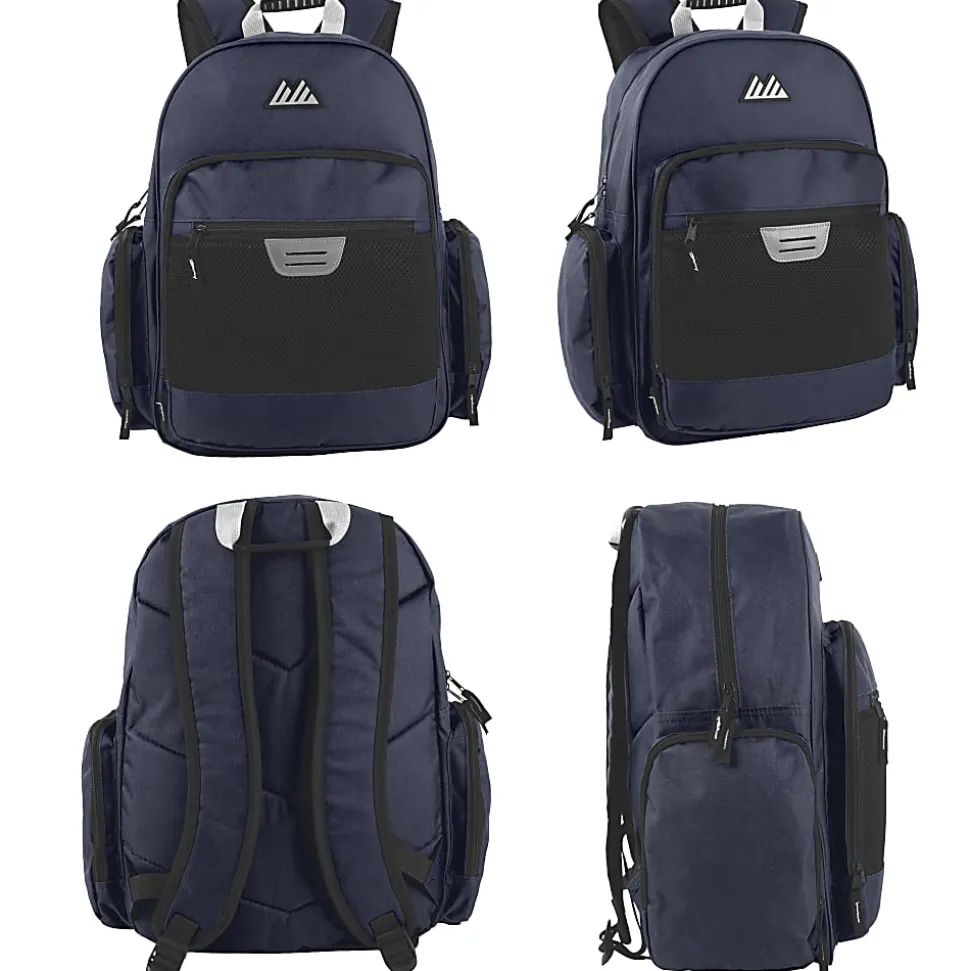 Summit Ridge Multi-Pocket Backpacks With 17" Laptop Pockets, Black/Navy, Total Qty 24