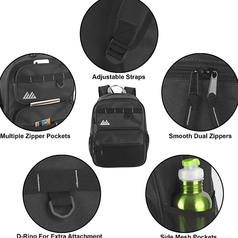 Summit Ridge Multi-Pocket Backpacks, Assorted Colors, Case Of 24 Backpacks, 2939Q24