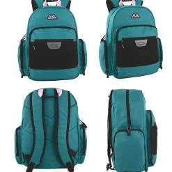 Summit Ridge Multi-Pocket Reflective Collegiate Backpacks With 45-Piece School Supply Kits, Pink/Teal, Total Qty 24