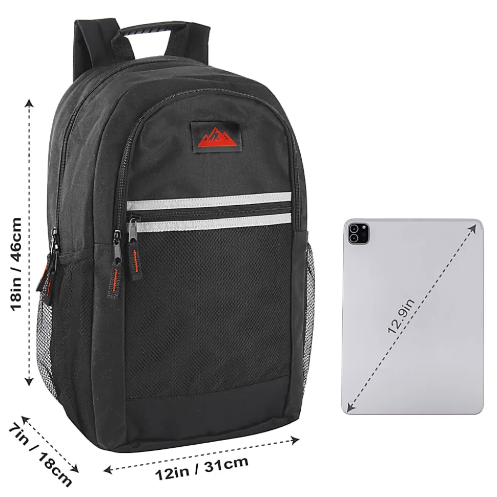 Summit Ridge Multi-Pocket Reflective Backpacks With 30-Piece School Supply Kits, Assorted Colors, Total Qty 12