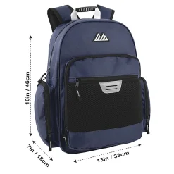 Summit Ridge Multi-Pocket Reflective Collegiate Backpacks With 45-Piece School Supply Kits, Black/Blue, Total Qty 24