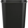 Suncast Commercial Desk-Side Rectangular Resin Trash Cans, 3 Gallons, Black, Pack Of 12 Trash Cans