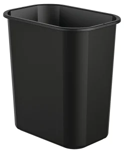 Suncast Commercial Desk-Side Rectangular Resin Trash Cans, 3 Gallons, Black, Pack Of 12 Trash Cans