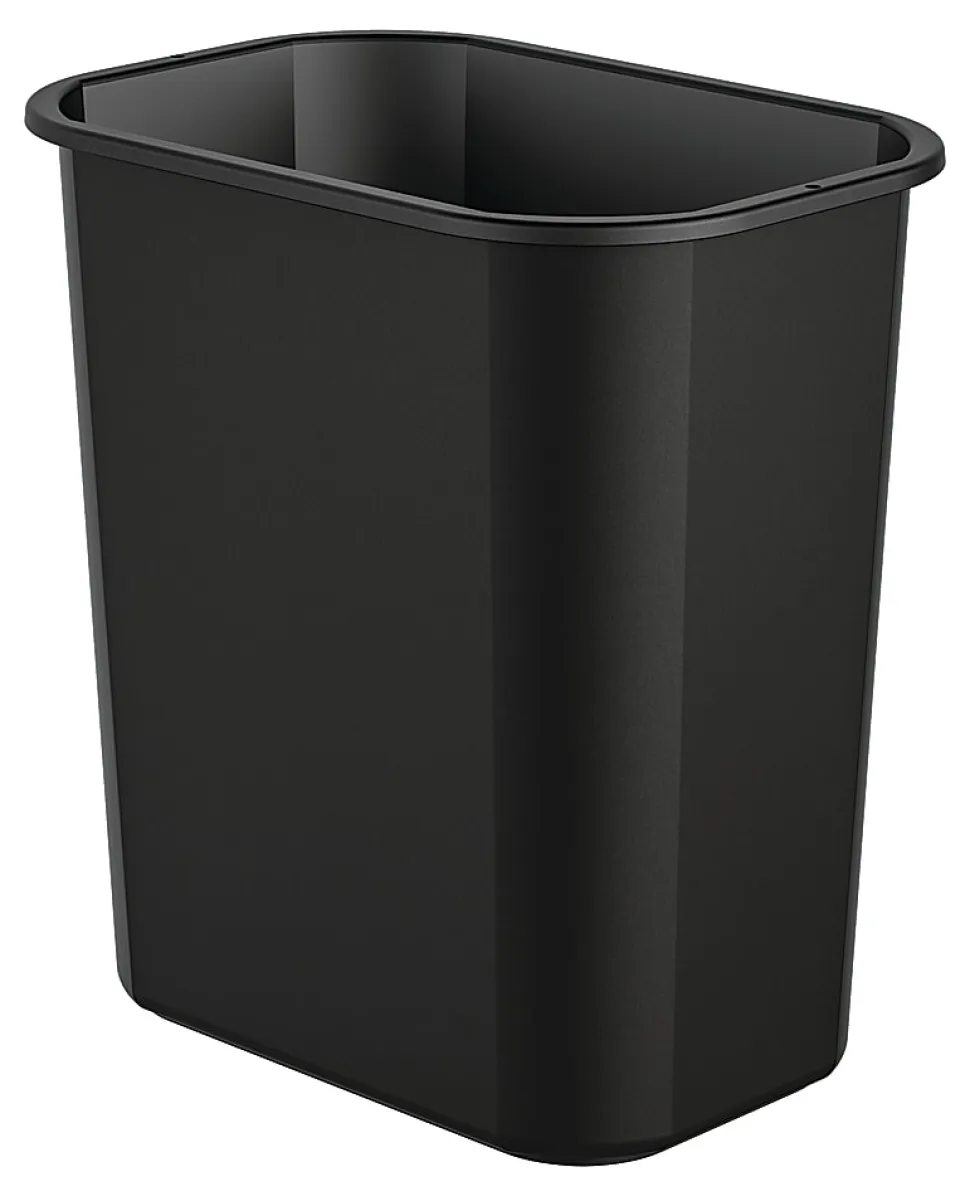Suncast Commercial Desk-Side Rectangular Resin Trash Cans, 3 Gallons, Black, Pack Of 12 Trash Cans